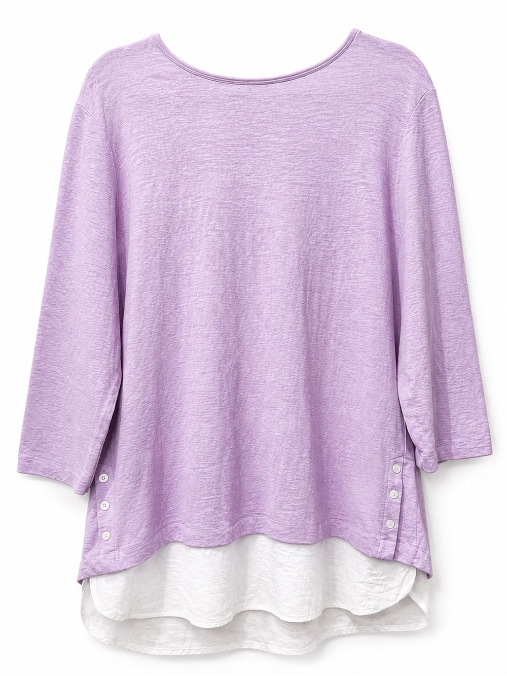 J. Jill Love Linen Tunic XL Lilac White Layered Hem 3/4 Sleeve - Picture 5 of 13